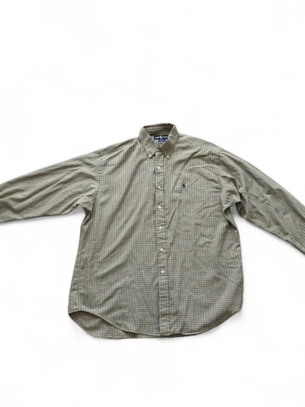 RALPH LAUREN Blaire Plaid Button Down Shirt Green Navy Check Size Large